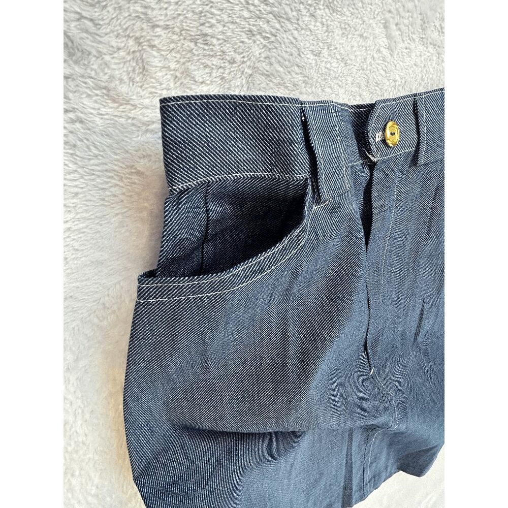 Vintage 1970s Denim Mid Length Skirt 100% Cotton NWT A Line Size 14/ 28" Waist - Picture 6 of 8